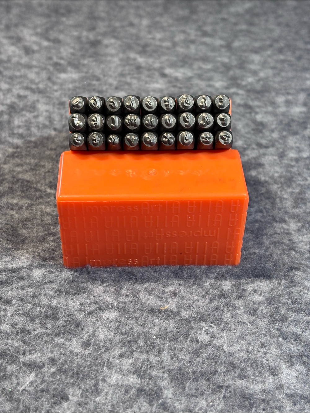 Metal Letter Stamp Set with Orange Block